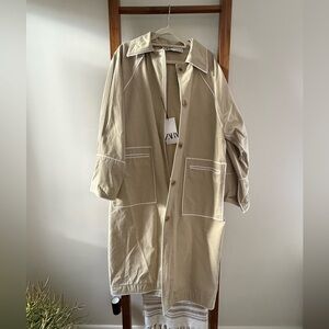 Zara Tan Button-Up Coat